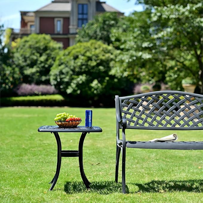 Outdoor 21" Cast Aluminum Square Side Table Set of 2 End Table - Image 7