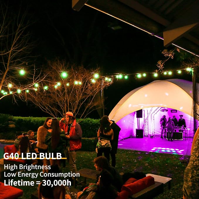 40FT LED Outdoor String Lights Waterproof, G40 LED Globe Outdoor Light - Image 4