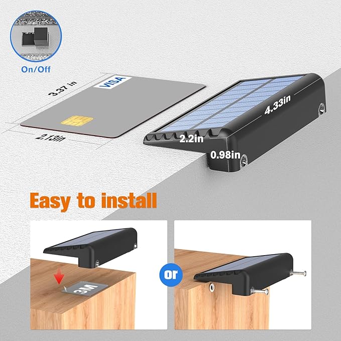 NIORSUN Solar Deck Lights Outdoor 20 Pack, IP65 Waterproof Large Size LED Stair - Image 7