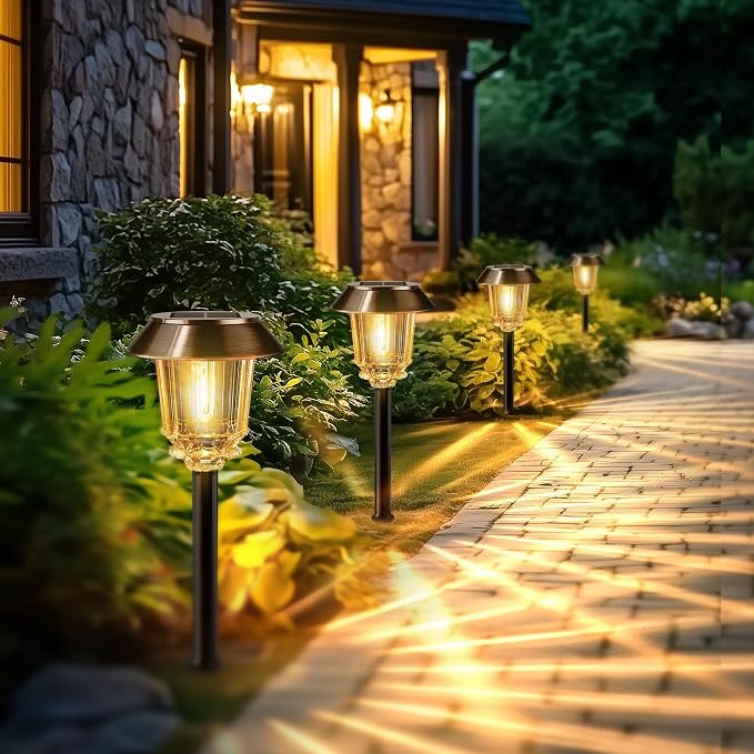 Solar Lights Outdoor Waterproof, 4 Pack Bronze Pathway Lights - Image 9