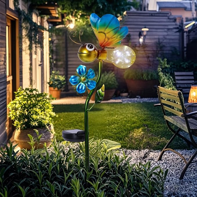 Decorative Solar Lights Outdoor Solar Bee Stake Lights Metal Decorative Garden - Image 3