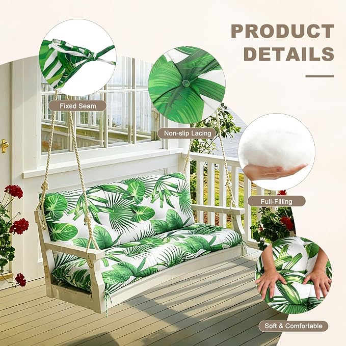 Porch Swing Cushion with Backrest, Waterproof Bench Cushion - Image 5