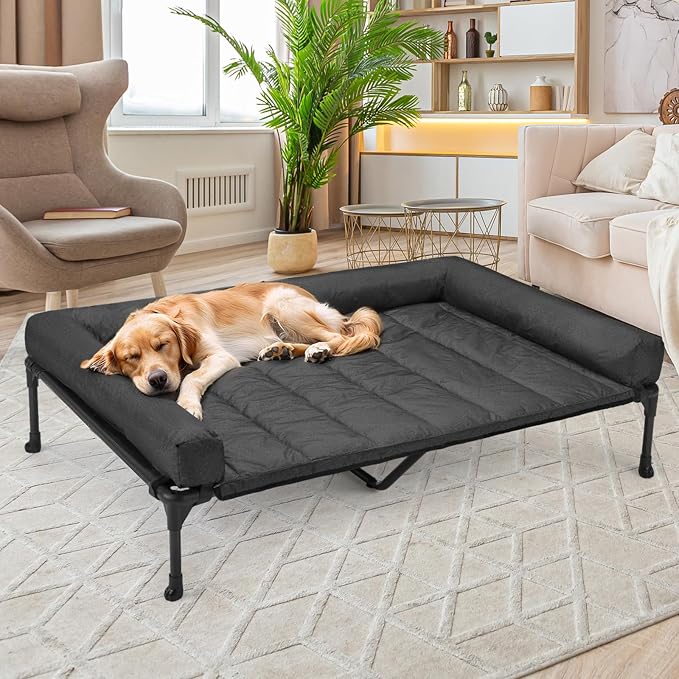 Veehoo Cooling Elevated Dog Bed Add Removable Waterproof Bolster Cushion Mat - Image 7
