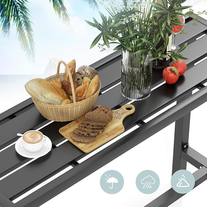 COSTWAY Outdoor Bar Table 55-inch Wide, Narrow Counter Height Dining Table - Image 7