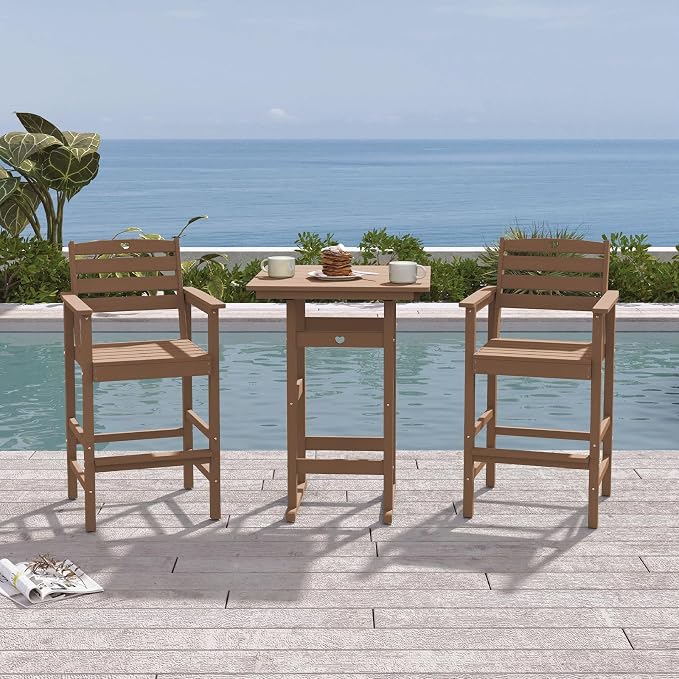 Patio Bar Table, Adirondack Chairs and Table 2 Pieces Set, Bar Height Chairs - Image 2