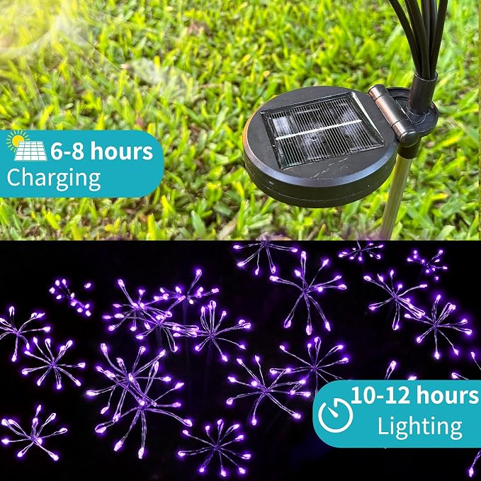 JJGoo Solar Garden Lights, New Upgraded 2 Pack Solar Swaying Starburst Light - Image 6