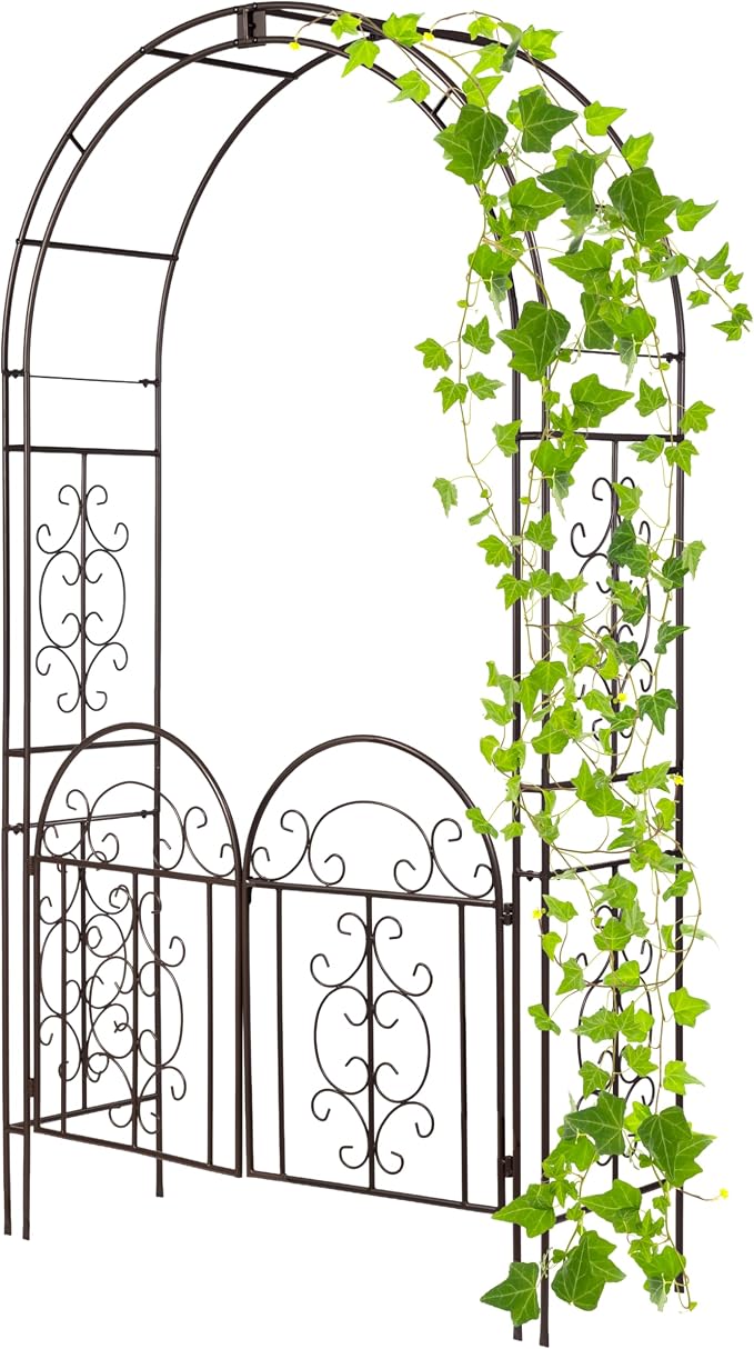 Plow & Hearth Arch Metal Outdoor Garden Arbor, 84 inches Tall, Iron Trellis by EvergreenGarden