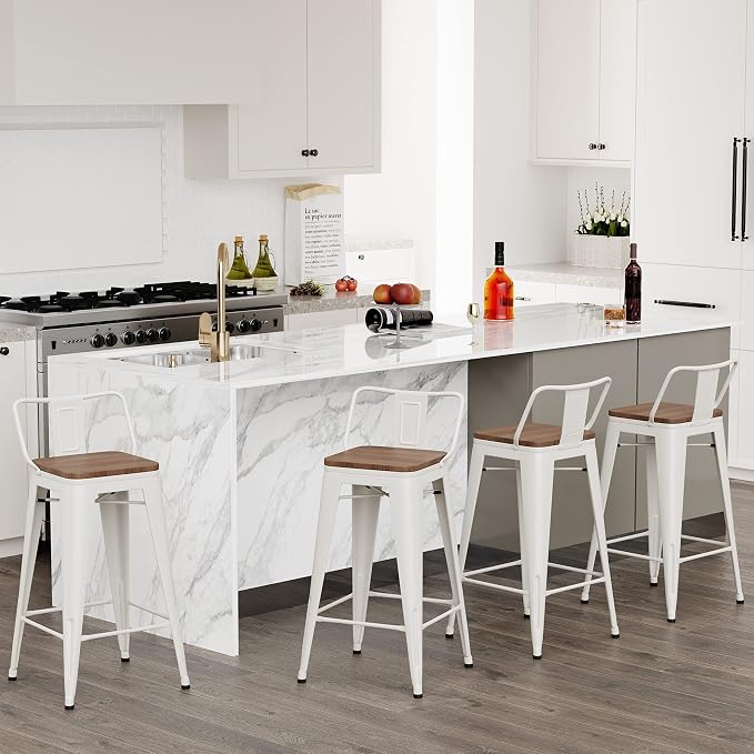 Changjie Furniture 26 Inch Bar Stools Set of 4 Industrial Metal Barstools - Image 7