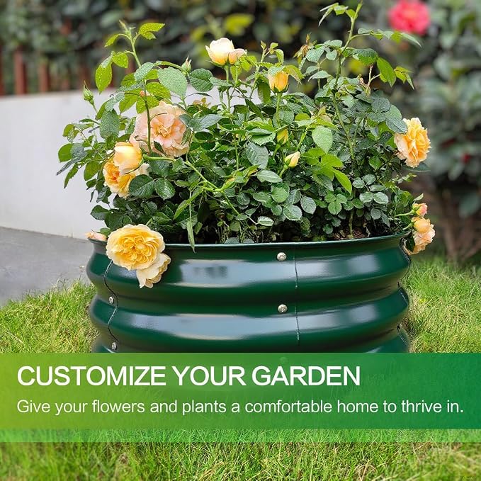 GARDMAX 2x2x1FT Galvanized Round Raised Garden Bed Kit, Metal Planter Boxes - Image 3