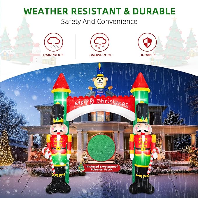 10FT Christmas Inflatable Archway, Inflatable Nutcracker Soldiers Christmas - Image 5