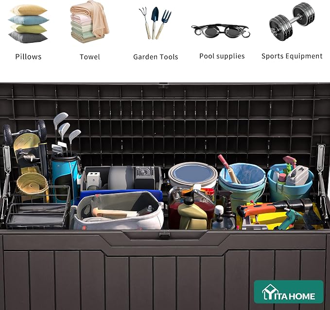 YITAHOME 100 Gallon Outdoor Storage Box, Large Water Resistant Resin Deck Box - Image 4