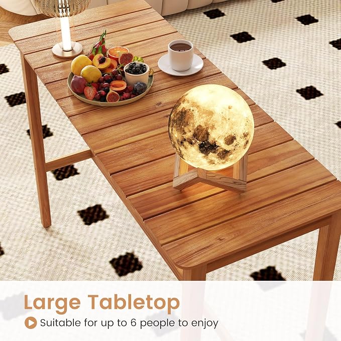 HAPPYGRILL Acacia Wood Outdoor Bar Table 55 Inch, Rectangular Pub Table - Image 8