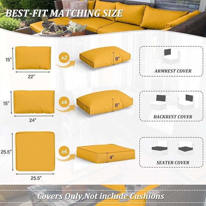 14 Pcs Outdoor Cushion Covers Patio Cushion Slipcovers Replacement Splash Proof - Image 2