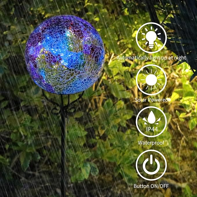 VCUTEKA Solar Outdoor Lights Garden Decor Mosaic Solar Garden Lights Waterproof - Image 4