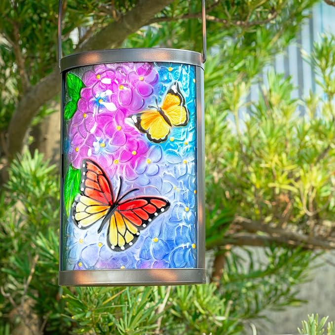 MUMTOP Hanging Solar Lantern Outdoor Waterproof LED Solar Lights Butterfly - Image 3