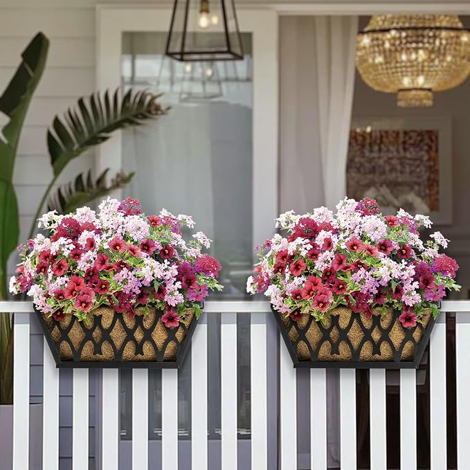 2 Pack 14 Inch Window Boxes Planters Railing Planter Box - Image 4