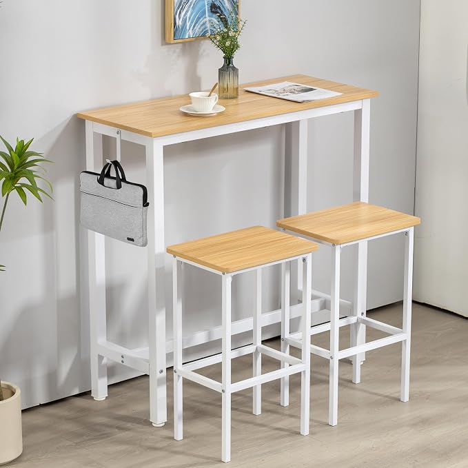 Finnhomy Bar Table Set, 39.3" Pub Table High Top Table, Rectangular Bar Height - Image 3