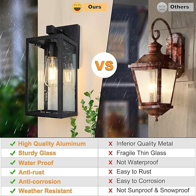 SHINE HAI Dusk to Dawn Sensor Outdoor Wall Sconce, Exterior Porch Lantern - Image 4