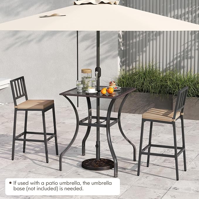 Tangkula Bistro Bar Table, 28.5" Square Bar Height Bistro Table w/ 2" Umbrella - Image 3
