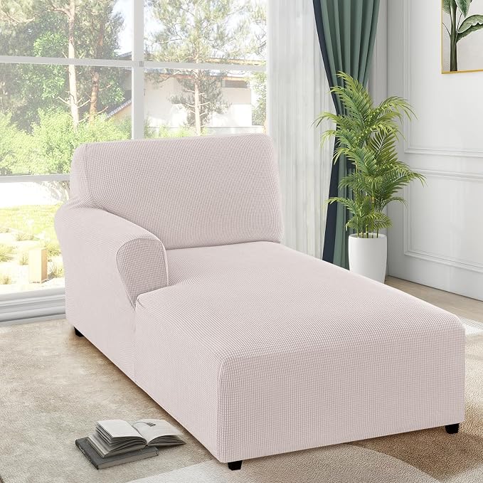 FantasDecor Left Chaise Lounge Cover Stretch Chair Lattice Slipcover - Image 2