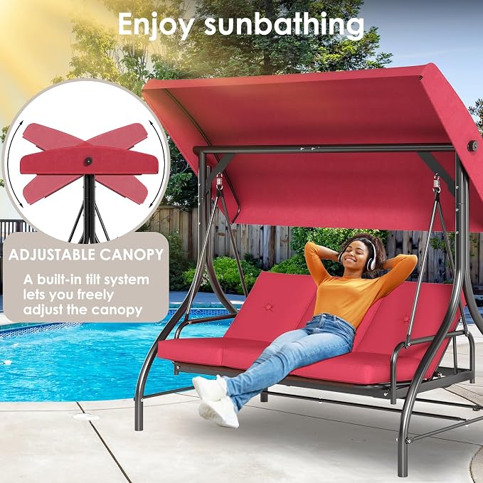 TLSUNNY 3-Seat Outdoor Patio Porch Swing - Image 5