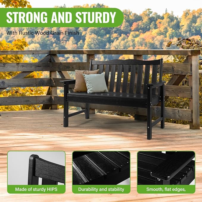 Backyard Expressions Poly Patio Bench – Weatherproof Outdoor Bench, Low - Image 6
