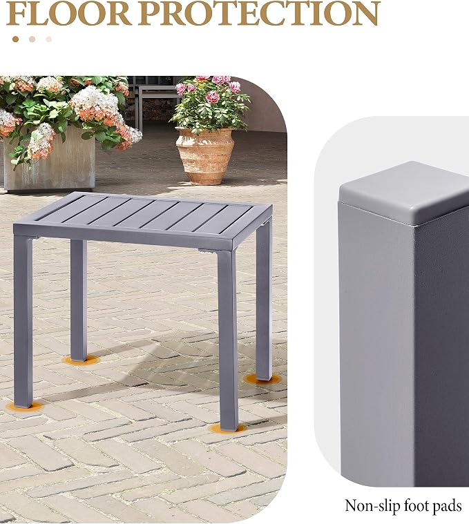 Crestlive Products Outdoor Side Table, Aluminum Rectangular Side/End Table - Image 6