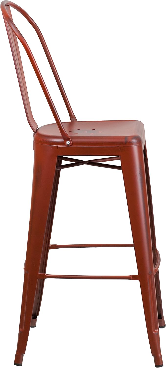 EMMA + OLIVER Commercial Grade 30" H Distressed Red Metal Indoor-Outdoor - Image 6