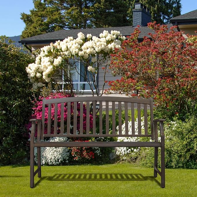 Grand patio 52" Farmhouse Outdoor Bench, Garden Benches - Image 2