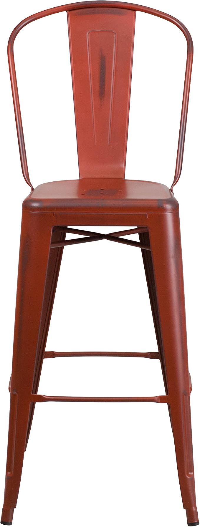 EMMA + OLIVER Commercial Grade 30" H Distressed Red Metal Indoor-Outdoor - Image 5