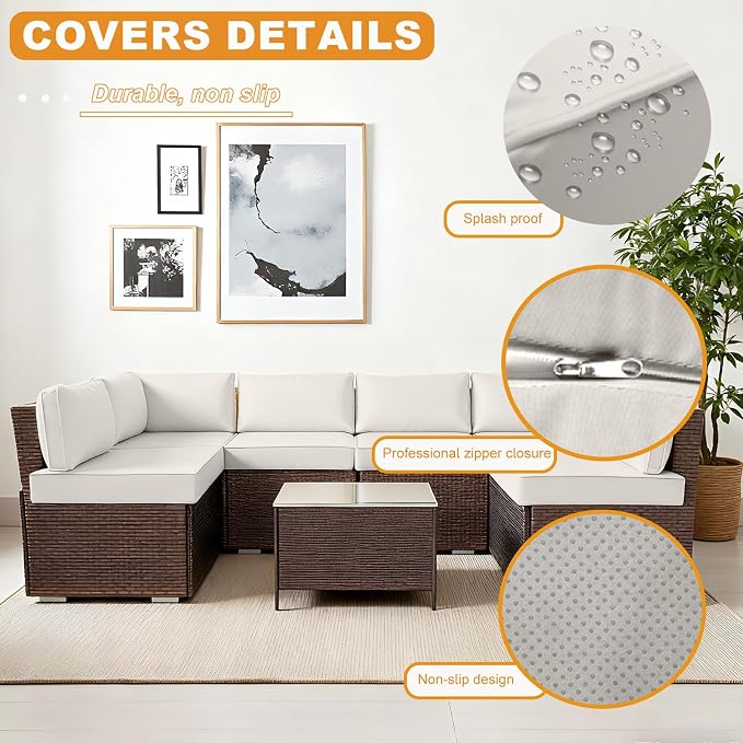 Outdoor Cushion Covers for Patio Furniture, Patio Cushion Covers Replacement - Image 3