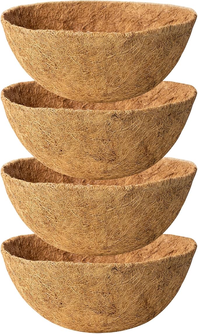 4 Pack 14 Inch Coconut Coir for Plants Natural Coco Fiber Liners for Hanging by KarlliuHOMEGARDEN