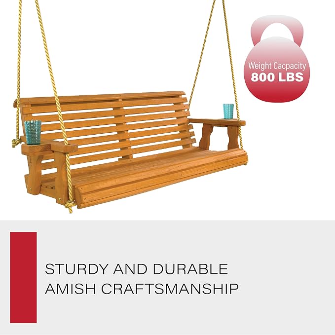 Amish Casual Heavy Duty 800 Lb Roll Back Treated Porch Swing - Image 4