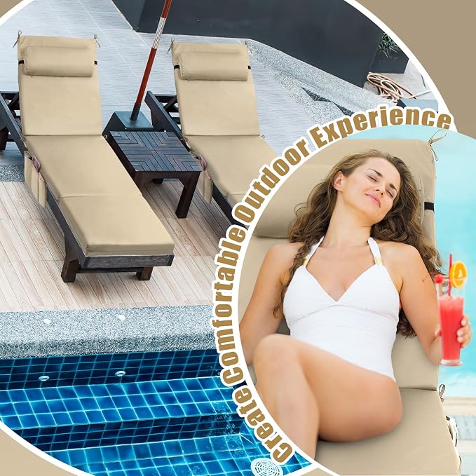 RattanView 2 Pcs Outdoor Chaise Lounge Cushion - Image 5