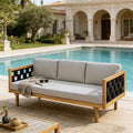 Merax Outdoor 3 Seater Daybed, Acacia Wood Patio Day Bed Couch Sofa by Merax