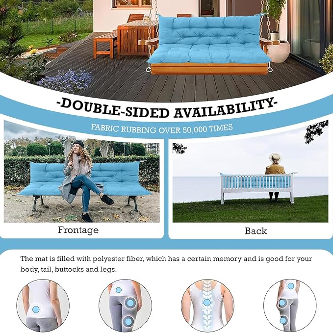 Outside Benches Cushion with Backrest, Thicken Waterproof Swing Cushions 2/3 - Image 7