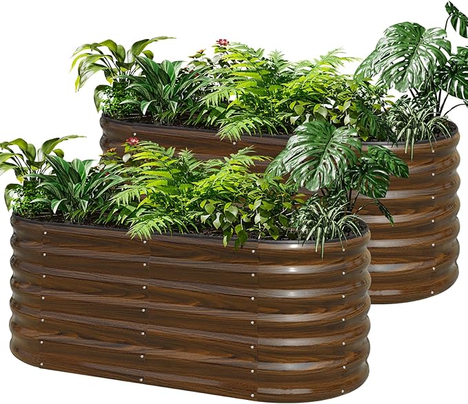 SnugNiture Galvanized Steel Raised Garden Bed Kit, Flowers and Fruits by snugniture