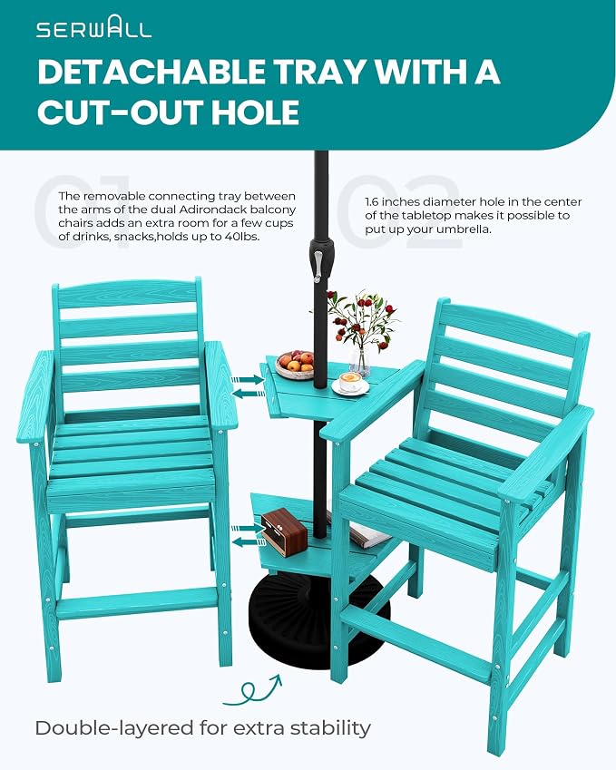SERWALL Tall Adirondack Chairs Set of 2 - Image 4