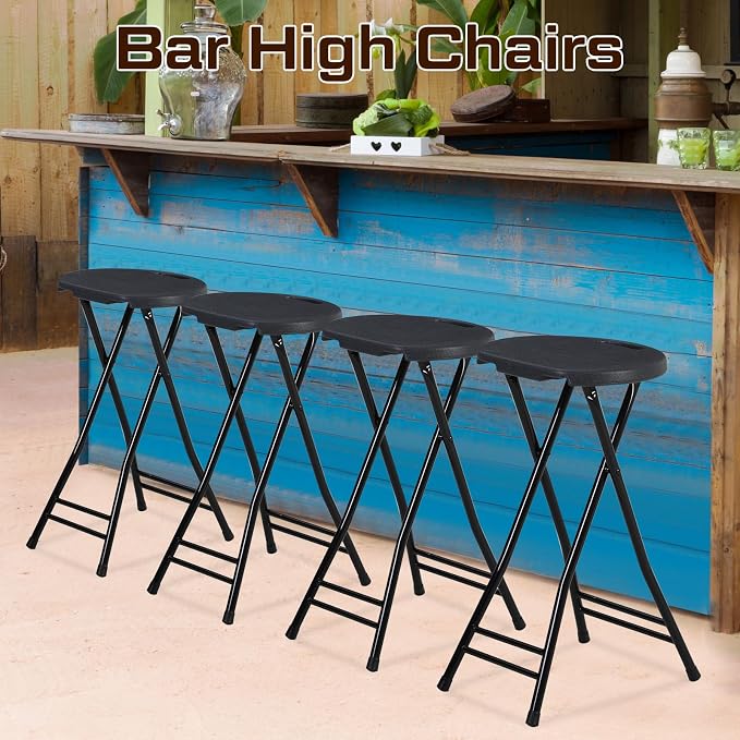 Suzile 2 Pcs 24 Inch Tall Folding Chair Portable Plastic Stool Chair Heavy Duty - Image 6