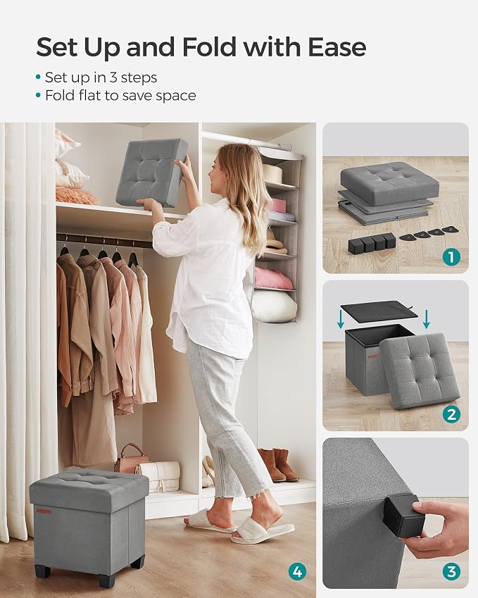 SONGMICS Storage Ottoman, Small Ottoman Foot Rest - Image 7