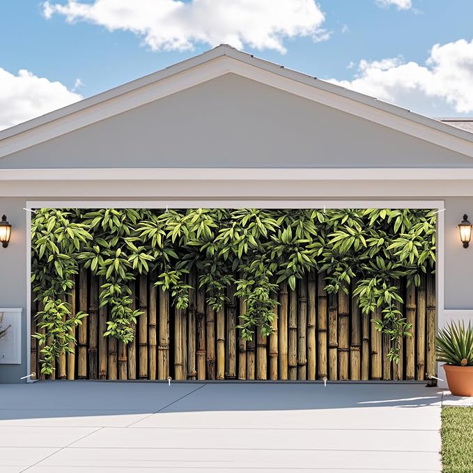 Bamboo Garden Garage Door Banner 6x13FT, Large Outdoor Nature Decoration - Image 7