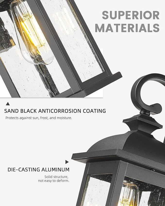 FEMILA Exterior Wall Sconce, 2 Packs Outdoor Waterproof Wall Lights Fixture - Image 4