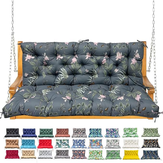 Porch Swing Cushion with Backrest, Waterproof Bench Cushion by NANGELRN