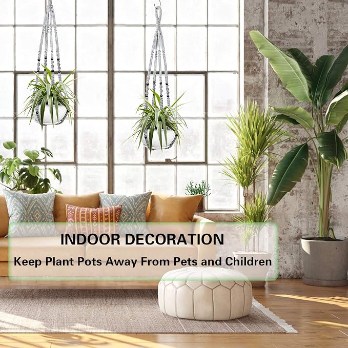 Augshy 2 Packs Macrame Hanging Planter, Indoor Hanging Planter Basket - Image 5