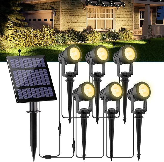 Solar Spot Lights Outdoor, Dusk to Dawn Landscape Spotlights IP65 Waterproof by CREPOW