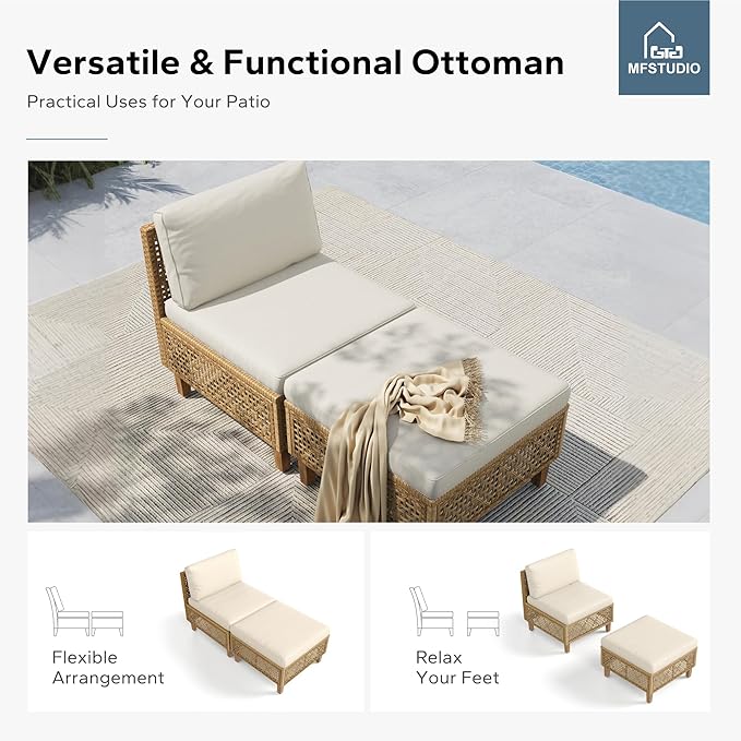 MFSTUDIO Wicker Patio Furniture Set, Rattan Outdoor Couch Sectional Sofa - Image 4
