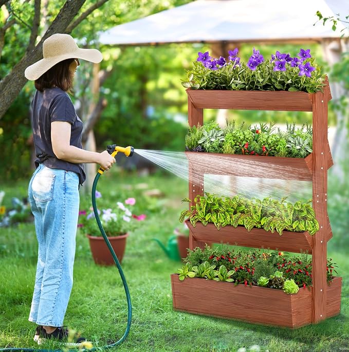 Wooden Vertical Raised Garden Bed, 4 Tier Garden Planters Raised Beds - Image 2