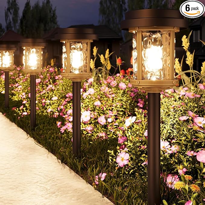 XMCOSY+ Solar Pathway Lights Outdoor, 6 Pack Solar Powered Garden Lights by XMcosy