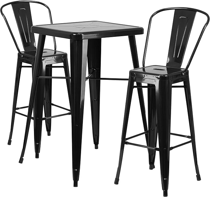 Flash Furniture Commercial Grade 23.75" Square Red Metal Indoor-Outdoor Bar by FlashFurniture