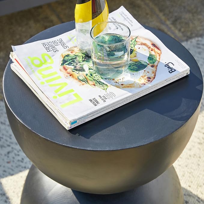 Glitzhome Outdoor Side Table, Round Accent End Table, Lightweight Hourglass - Image 9